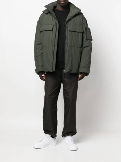 Shop Juunj Padded Zip-up Jacket In Green