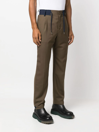 Shop Sacai Contrast-trim Drawstring Suit Trousers In Brown