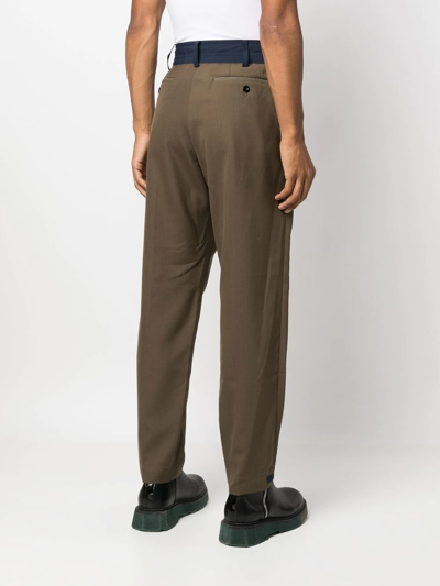 Shop Sacai Contrast-trim Drawstring Suit Trousers In Brown