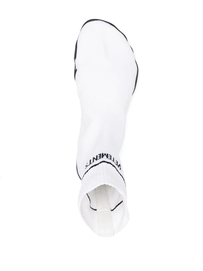 Shop Vetements Logo-knit Sock Boots In White