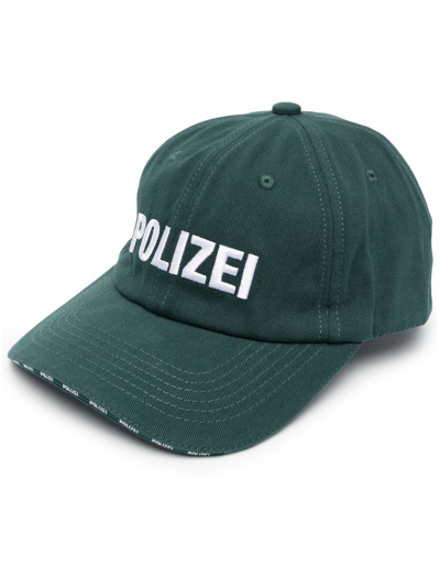 Shop Vetements Slogan-embroidered Cotton Cap In Green