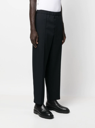 Jil Sander Elasticated-waistband Tapered Trousers In Blue