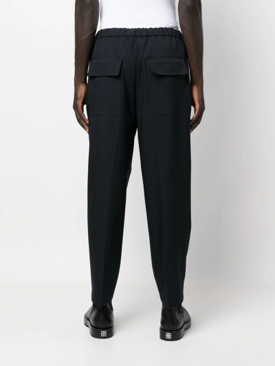 Jil Sander Elasticated-waistband Tapered Trousers In Blue