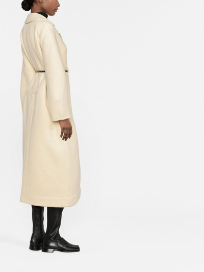Jil Sander Single-breasted Belted Coat In Neutrals