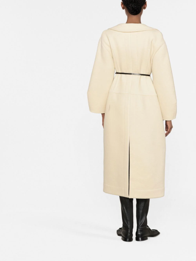 Jil Sander Single-breasted Belted Coat In Neutrals