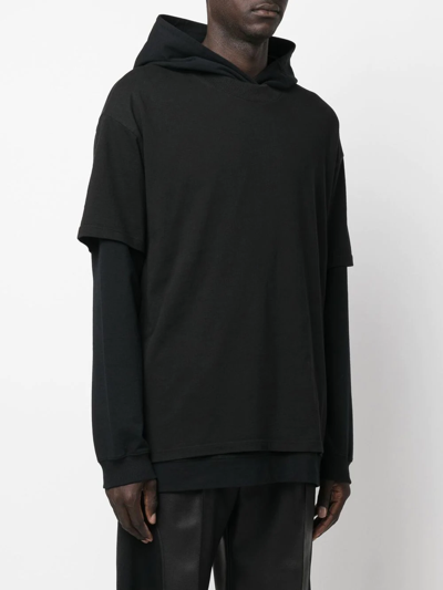 Shop Thom Krom Graphic-print Layered Hoodie In Black