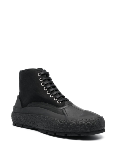 Jil Sander Lace-up Hi-top Sneakers In Black