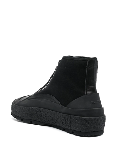 Jil Sander Lace-up Hi-top Sneakers In Black