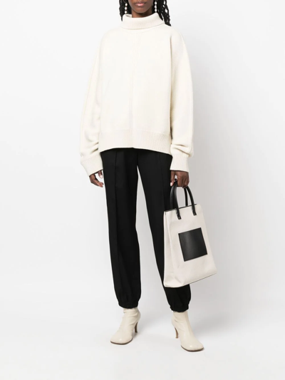 Jil Sander Wool-gabardine Tapered Track Pants In 001