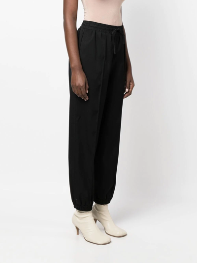 Jil Sander Wool-gabardine Tapered Track Pants In 001