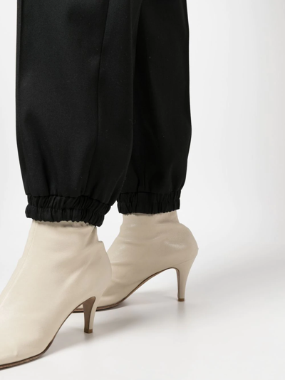 Jil Sander Wool-gabardine Tapered Track Pants In 001