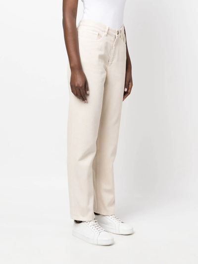Shop Apc Straight-leg High-waisted Trousers In Aad