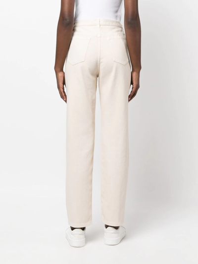 Shop Apc Straight-leg High-waisted Trousers In Aad