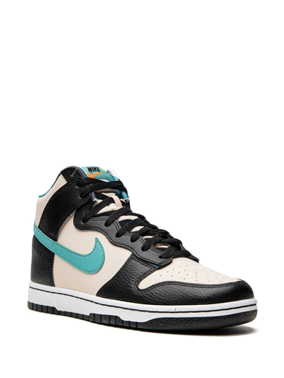 Shop Nike Dunk High Emb "beige/black/teal" Sneakers In Neutrals