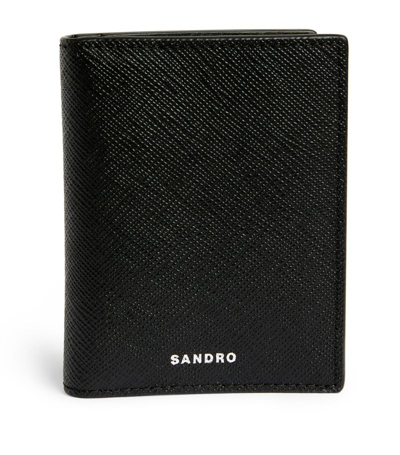 Shop Sandro Leather Bifold Card Holder In Black