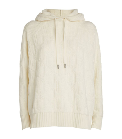 Shop Johnstons Of Elgin Cashmere Knitted Hoodie In White