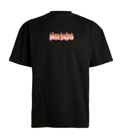 Shop Palm Angels Burning Logo T-shirt In Black