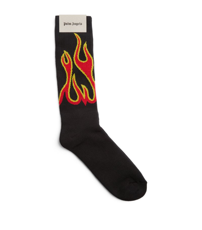 Shop Palm Angels Cotton Flame Socks In Black