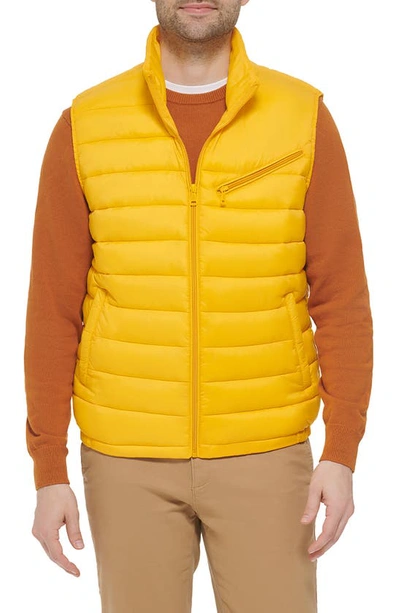 Shop Cole Haan Quilted Puffer Vest In Yellow