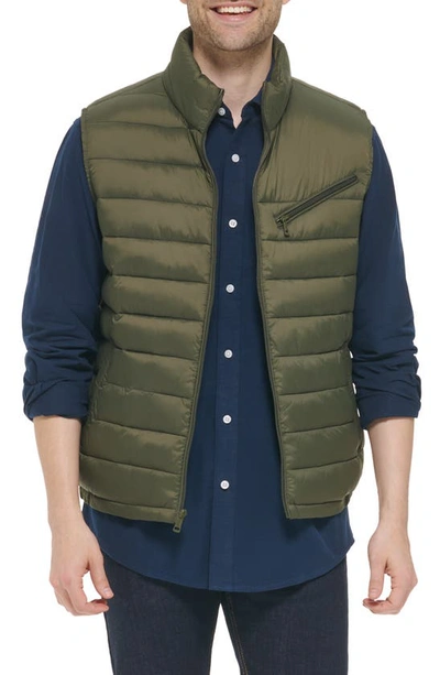 Shop Cole Haan Quilted Puffer Vest In Army Green