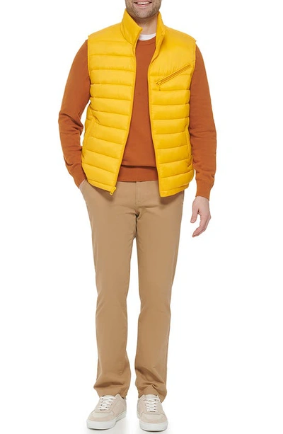 Shop Cole Haan Quilted Puffer Vest In Yellow