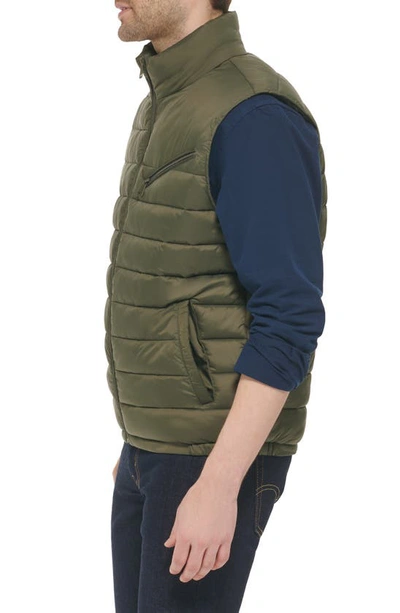 Shop Cole Haan Quilted Puffer Vest In Army Green