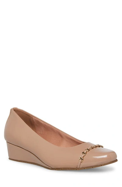 Shop Anne Klein Mimi Faux Leather Wedge Pump In Natural