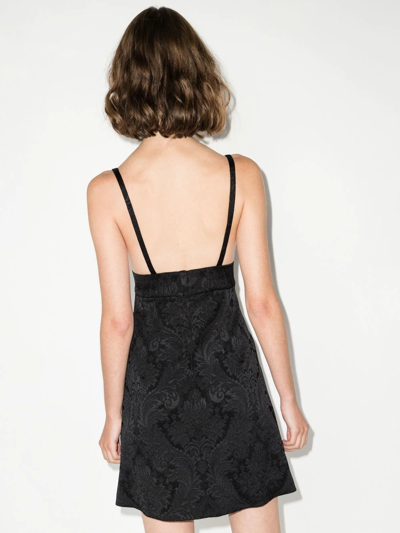 Shop Dolce & Gabbana Dg Plaque Brocade Mini Dress In Black