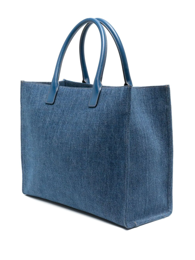Versace Medusa Denim Tote Bag In Black