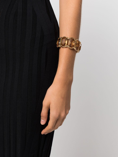 Swarovski Gold-tone Yellow Oversized Floating Crystal Cuff Bracelet In Yellow