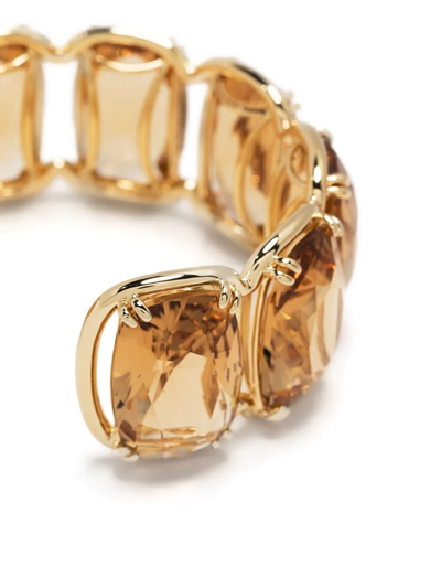 Swarovski Gold-tone Yellow Oversized Floating Crystal Cuff Bracelet In Yellow