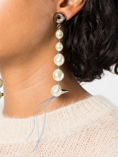 Shop Marni Studded Drop Earrings In White