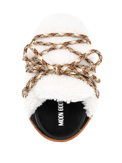 Shop Moon Boot Fur Detail Slippers In White