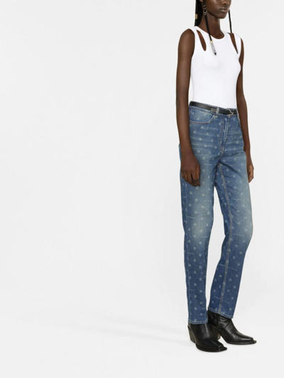 Shop Givenchy 4g-motif Denim Jeans In Blue