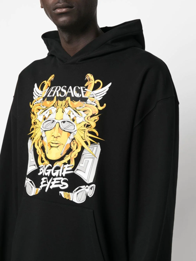 Versace Medusa Biggie Logo Hoodie, Male, Black+print, 2xl | ModeSens