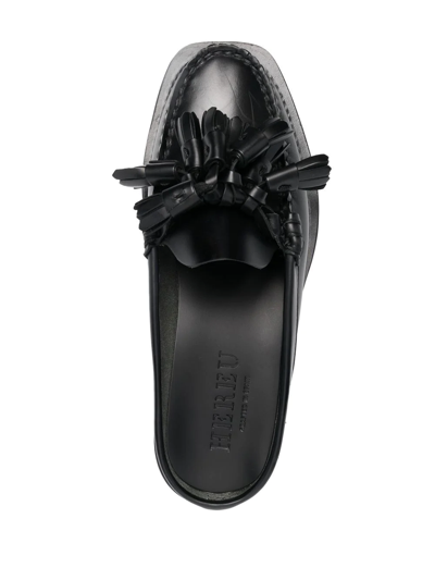 Shop Hereu Cairel Slip-on Leather Loafers In Black