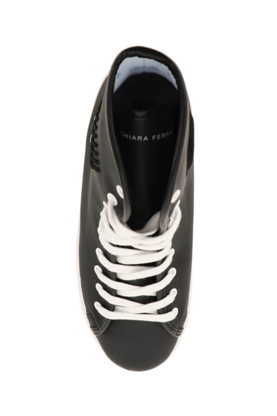 Shop Chiara Ferragni High Leather Sneakers In Black