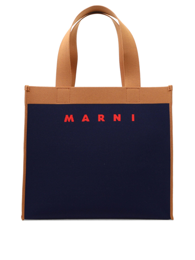 Shop Marni Jacquard Handbag In Blue