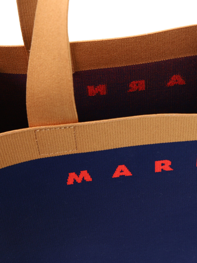 Shop Marni Jacquard Handbag In Blue