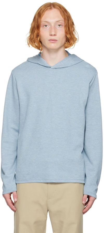 Shop Vince Blue Jacquard Popover Hoodie In Dk H Morning Blue/do