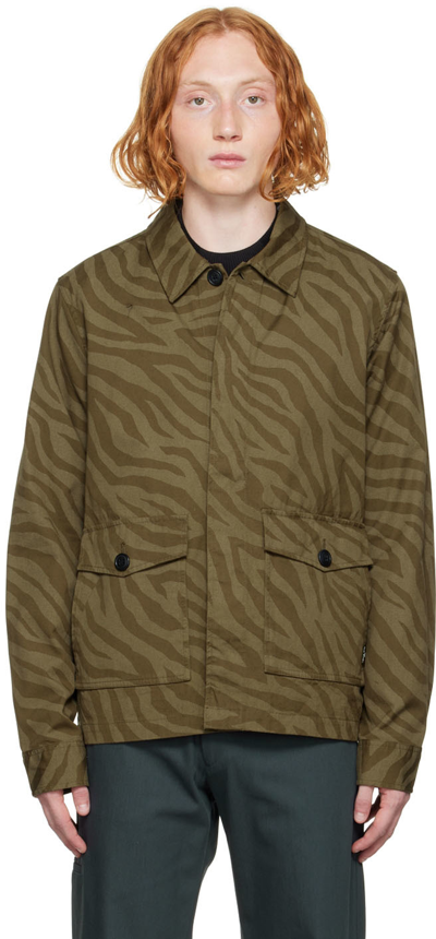 Shop Ps By Paul Smith Khaki Graphic Print Jacket In 36 Greens