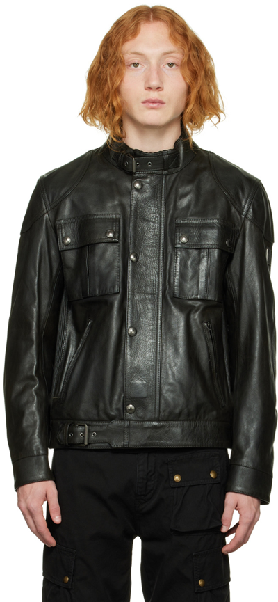 Shop Belstaff Black Gangster Leather Jacket
