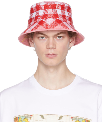 Shop Burberry Pink Check Bucket Hat In Pink Ip Check