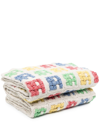 The Elder Statesman Basket-crochet Cashmere Blanket In 100 - White