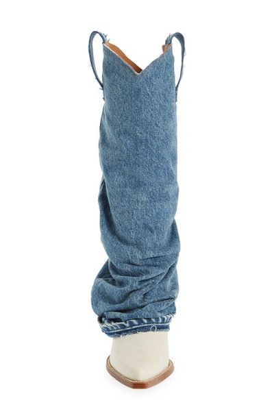 Shop R13 Denim Sleeve Western Boot In Indigo