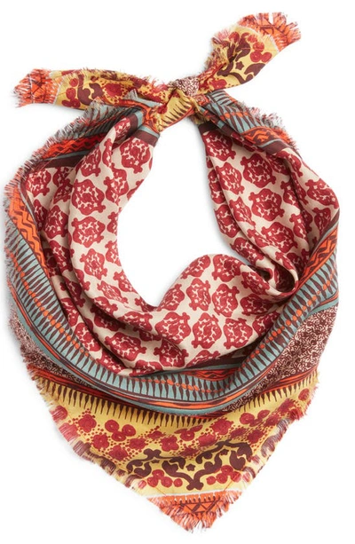 Treasure & Bond Print Square Silk Scarf In Tan Nantucket Global Craft