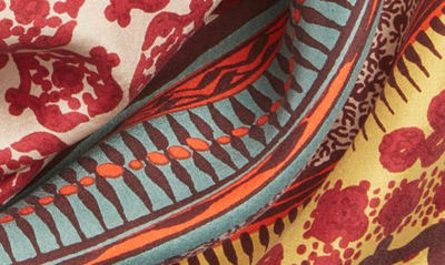 Treasure & Bond Print Square Silk Scarf In Tan Nantucket Global Craft