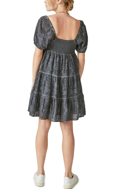 Shop Lucky Brand Tiered Eyelet Dress In Washed Black