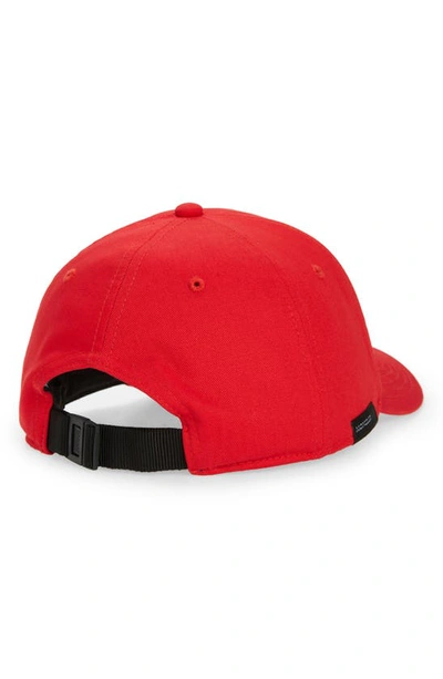 Shop Moncler Strike Out Logo Cotton Baseball Cap In Red