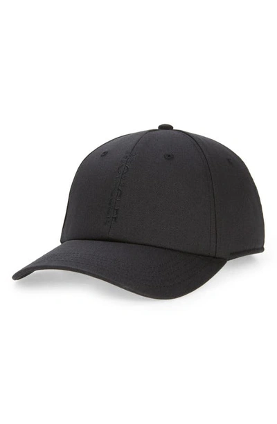 Shop Moncler Strike Out Logo Cotton Baseball Cap In Black